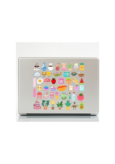 74 Adet Kawai Cute Sticker Seti - Etiket Seti Scrapbook Bullet Journal Çok Renkli