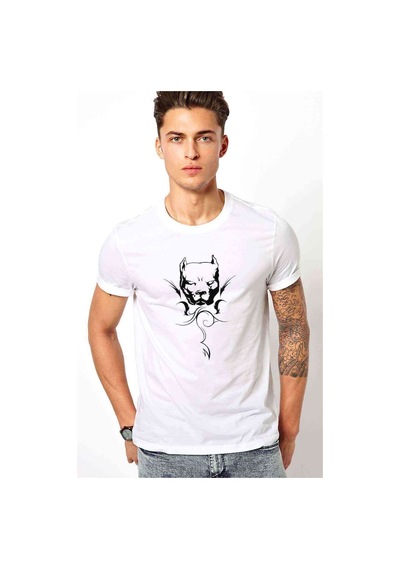 Pitbull Germany Baskılı Beyaz Erkek Tshirt