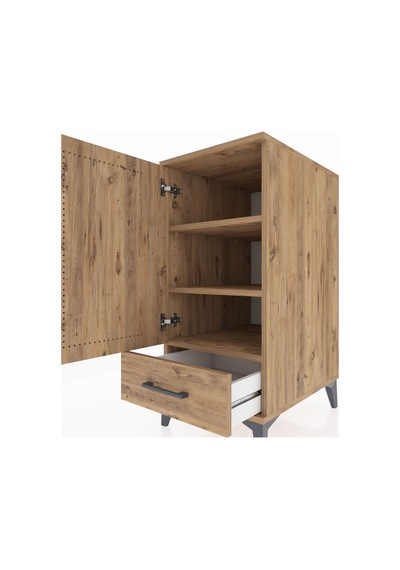 Kronos Komodin 3 Raflı Tek Çekmeceli Tek Kapaklı 44x59x96 Çam-çam Atlas Çam