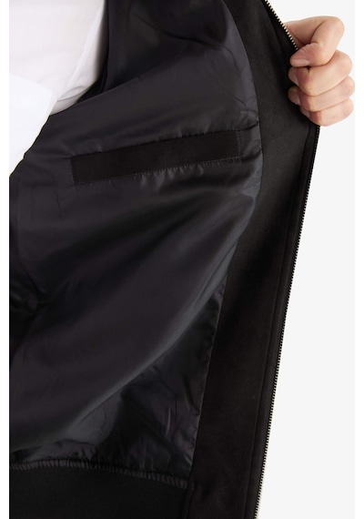Defacto Slim Fit Dar Kesim Dik Yaka Fermuarlı Süet Mont D1524ax25aubk27 Siyah