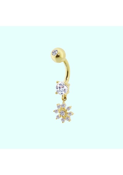 Altın Göbek Piercing 14 Ayar Sallantılı Kartanesi Altın