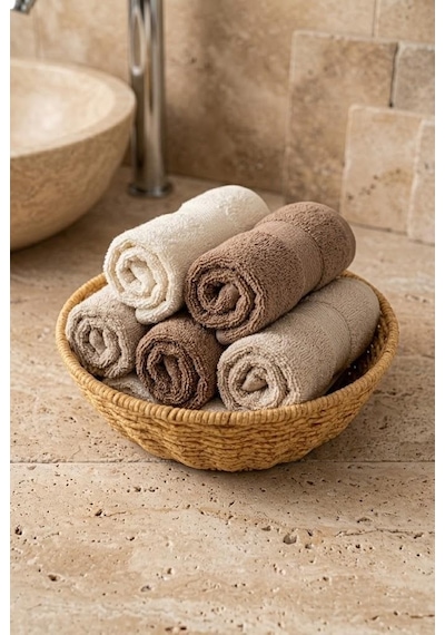 Yıkanabilir Rattan Yuvarlak Ekmek Sepeti 20.5 Cm - Metal İskeletli Hasır Banyo Ve Mutfak Sepeti Kahverengi