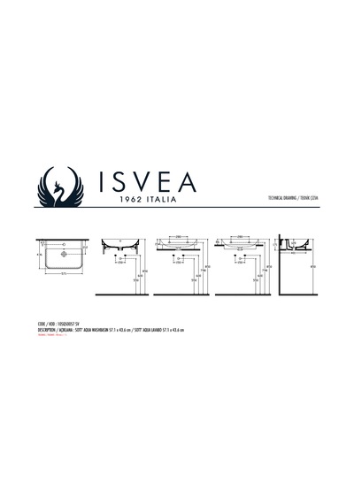Isvea Sott’Aqua S&S Lavabo 57 CM 10Sq50057Sv