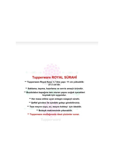 Tupperware Royal Sürahi 1.7 Litre
