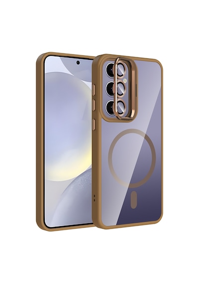 Adige Samsung Galaxy Uyumlu S24 Plus Kılıf Etro Standlı + Kamera Lens Koruyucu Çöl Titanyum
