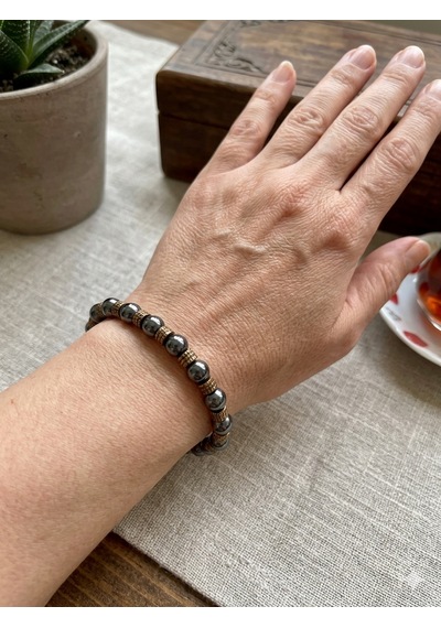 8 Mm Hematit Bilelklik Unisex Açık Gri