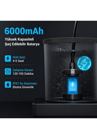 Valkyrie Şarjlı Kamp Duşu 6000mah Dijital Göstergeli Taşınabilir Duş Seti 20l Katlanabilir Kova Ipx7