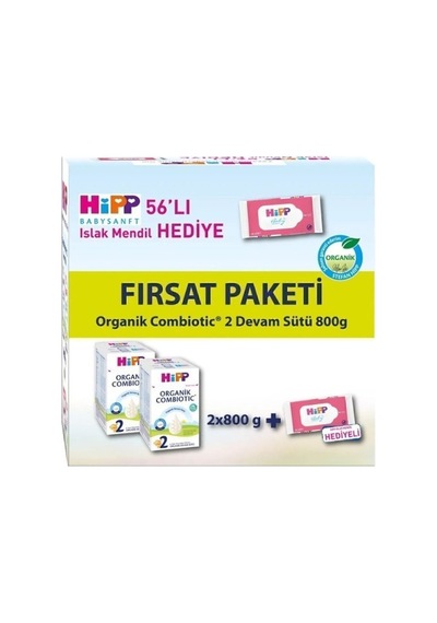 2 Organik Bebek Sütü 800 Gr X2 Islak Mendil Hediyeli