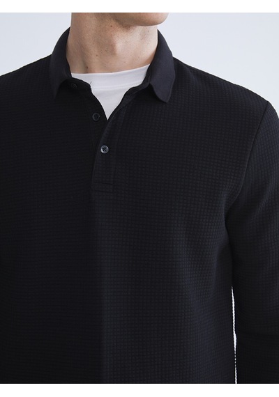 Lcwaıkıkı Classic Siyah Polo Yaka Erkek Sweatshirt