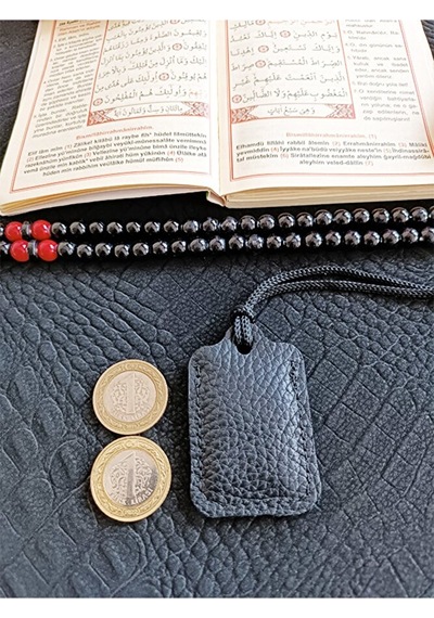 Küçük Dörtgen Cevşen Dualı Kolye Muska Hakiki Deri Çok renkli 84683674