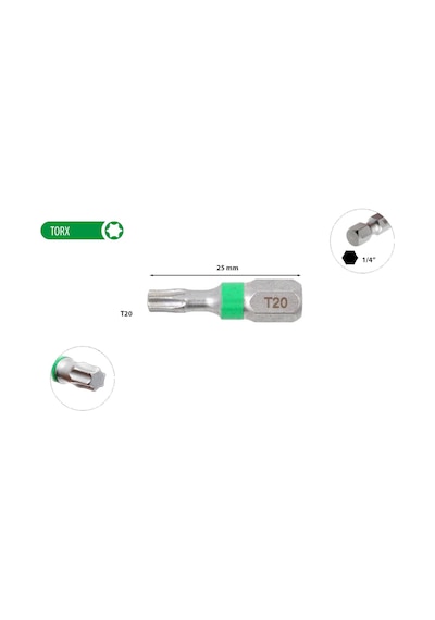 Ceta Form T20 X 25 Mm Torx Bits Uç Renk Kodlu Cb/808tc