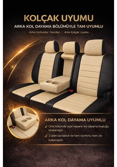 Hyundai Accent Era 2006-2011 Uyumlu Colorline Elegance Deri Bej Siyah Koltuk Kılıfı