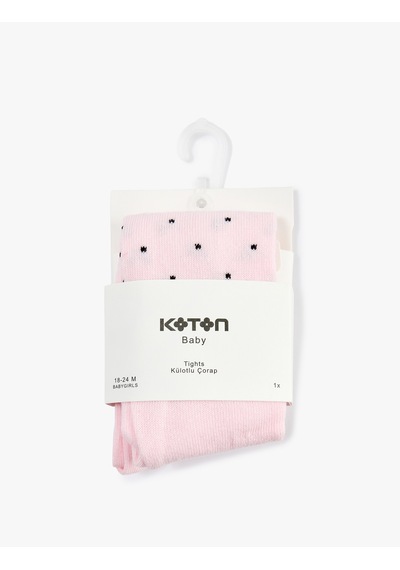 Koton Pamuklu Puantiyeli Külotlu Çorap Pembe 6smg80048aa Gül
