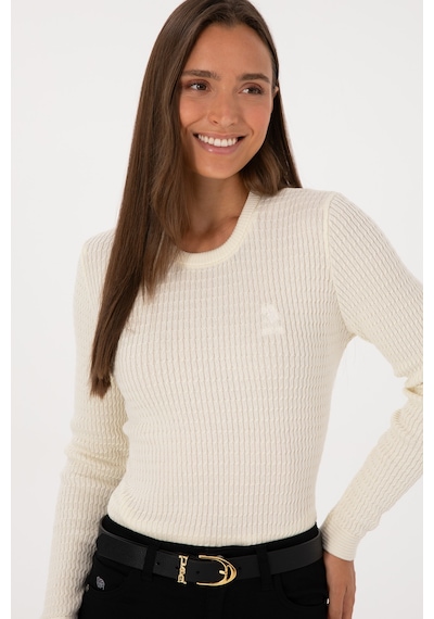 U.S. Polo Assn. Kadın Krem Bisiklet Yaka Basic Kazak 50307763-VR256