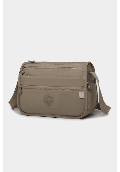 Smart Bags Çok Cepli Günlük Orta Boy Su Geçirmez Krınkıl Kumaş Kadın Omuz Çantası Açık Kahve Kahverengi