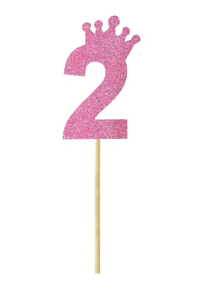 Eva Simli Rakam Pasta Süsü. 19cm x 7.5cm - 1 Adet Pembe 0