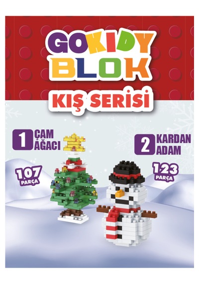 Blok Yılbaşı Serisi - Kardan Adam Ve Yılbaşı Ağacı