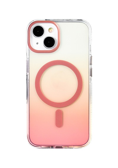 Zore İphone 13 Kılıf M-safe Şarj Özellikli Transparan Renk Geçişli Nvth Toros Kapak - Rose Gold Altın