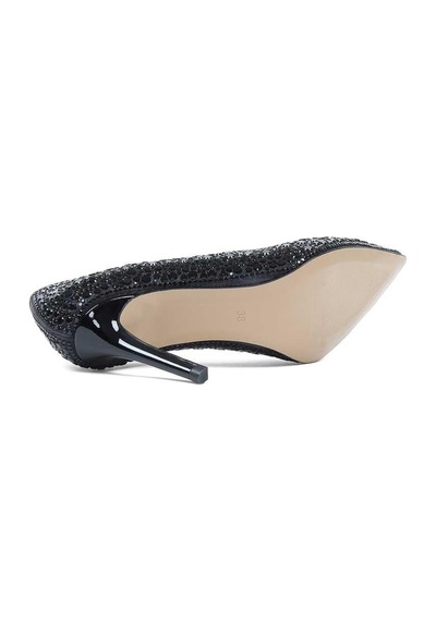 Kadın Siyah Parlak İnce Topuklu Stiletto