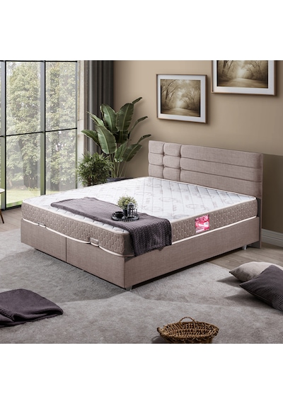 Viyana Çift Kişilik Baza Başlık Letto Yatak Seti - Açık Kahve 180 x 200