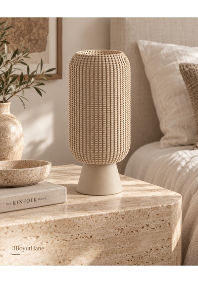 Modern Dekoratif Masa Lambası Salon Ve Yatak Odası İçin Abajur, 10 Renk Seçeneği, E14 Led Uyumlu Bej