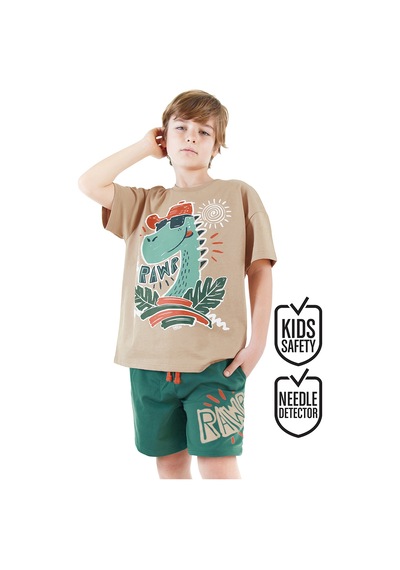 Summer Dino Erkek Çocuk T-shirt Şort Takım