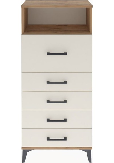 Arges Dolap Tek Raflı 5 Çekmeceli 60x30x134 Çam-aytaşı Çam