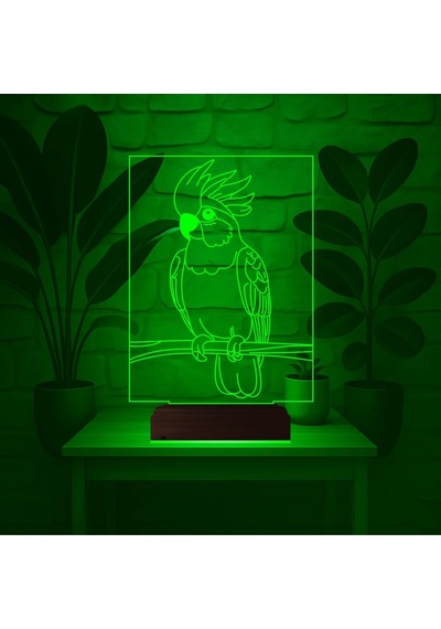 Luvivia Kakadu Papağan Pet Shop 3d Lamba - Masa Gece Lambası Şeffaf