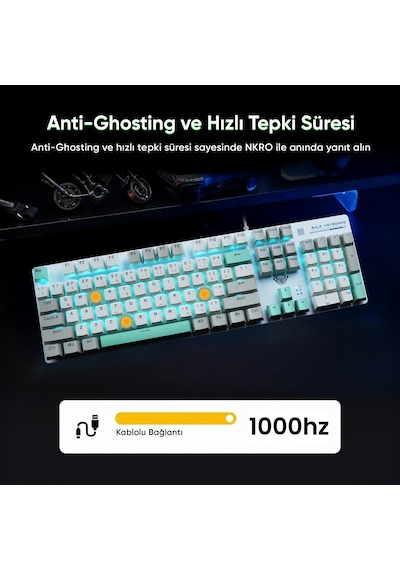 Aula S500 Blue Switch Mavi Led Aydınlatmalı Makrolu Kablolu Gaming Mekanik Oyuncu Klavyesi