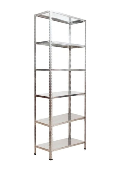 Raf Burada  6 Katlı Tekerlekli Galvaniz Çelik Raf - Depo, Arşiv, Kiler, Dosya, Market Rafı-43x93 cmx150 cm-1.00 mm