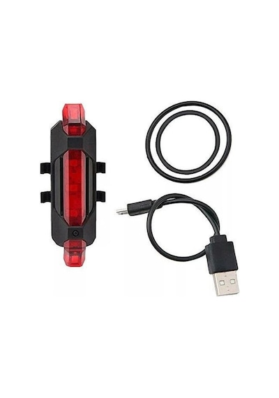 Bisiklet Işığı Led Stop   Arka Ikaz Işık Lamba Usb Şarjlı 4 Mod Kırmızı