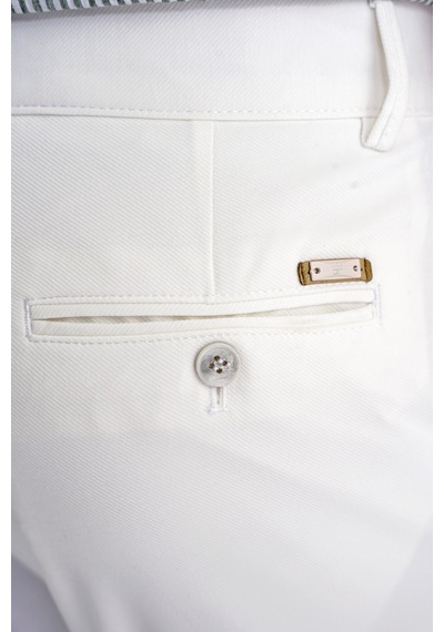 Comfort Fit Rahat Kalıp Yan Cep Pamuklu Dokulu Ekru Pantolon P 1219