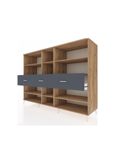 Kronos Dolap 9 Raflı 3 Çekmeceli 220x59x163 Çam-çam/antrasit Çam-çam/antrasit Kronos Dolap 9 Raflı 3 Çekmeceli 220x59x163 Çam-çam/antrasit Çam-çam/antrasit