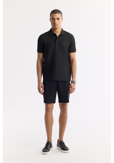 Avva Erkek Siyah Beli Lastikli Bi-stretch Teknik Kumaş Relaxed Fit Şort A51y3712