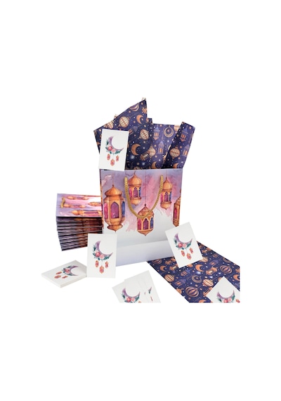 Ramazan Hilal, Fener Temalı Hediye Ve Tebrik Kartı, 10 Adet, Ambalaj Ve Paketleme Etiketi, 6x8 Cm