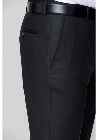 Efor Slim Fit Pilesiz Yan Cepli Esnek Yün Siyah Kumaş Pantolon P 1091 Siyah