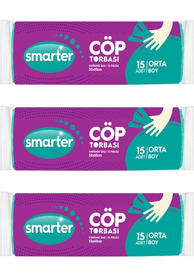 Smarter 3'lü Orta Boy Çöp Torbası 55 x 60 CM