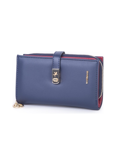 Nas Bag Kadın Orta Boy Kartlık Kağıt Para Ve Bozuk Para Tasarımına Sahip Lacivert Kırmızı Dona 16x9 Cm