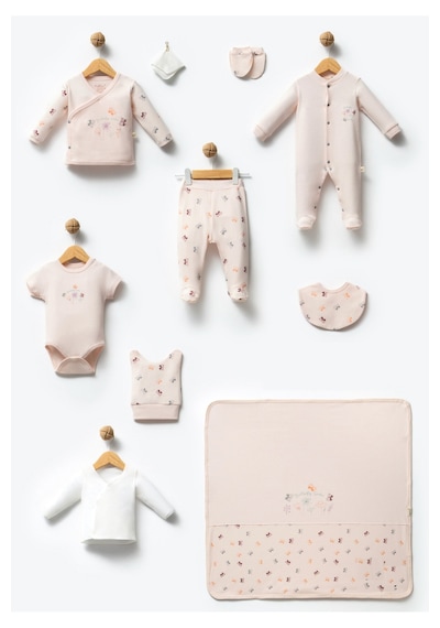 By Bubbles Unisex Desenli 10'lu Hastane Çıkış Seti Ekru Kelebek