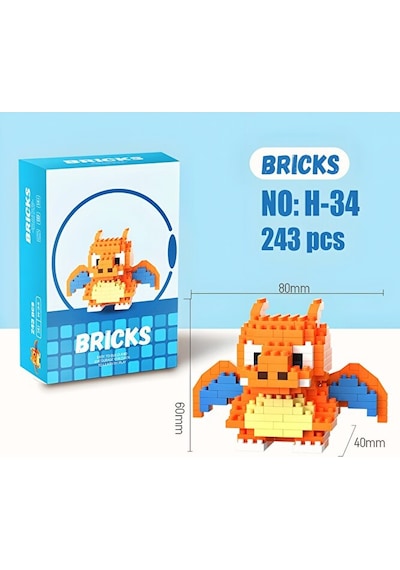 Brıcks Pikachu & Charizard 2 Li Set Pokemon Uyumlu Mini Yapı Bl