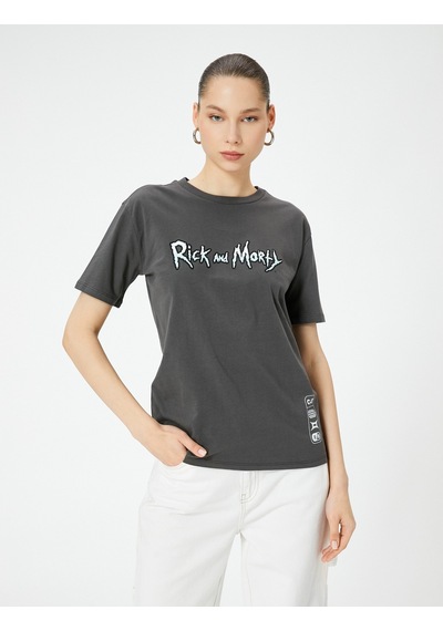 Koton Rick And Morty Tişört Lisanslı Arkası Baskılı Kısa Kollu Antrasit 4sal10552ık Antrasit
