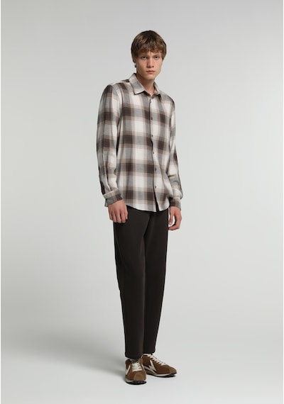 Colin's Colins Regular Fit Shirt Neck Ekoseli Erkek Kahverengi Uzun Kol Gömlek Cl1082338 Q1.v1 Brw