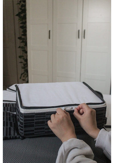 Adarya Home Zebra Desen Valiz Düzenleyici Bavul İçi Organizer Set 6'lı Antrasit