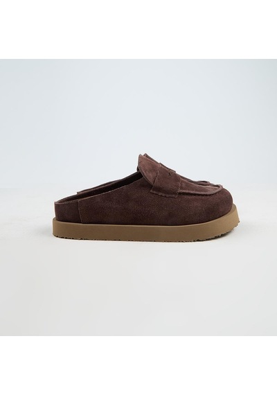 Manijero Ziva Kadın Hakiki Deri Loafer Platform Açık Kahve Terlik Kahverengi