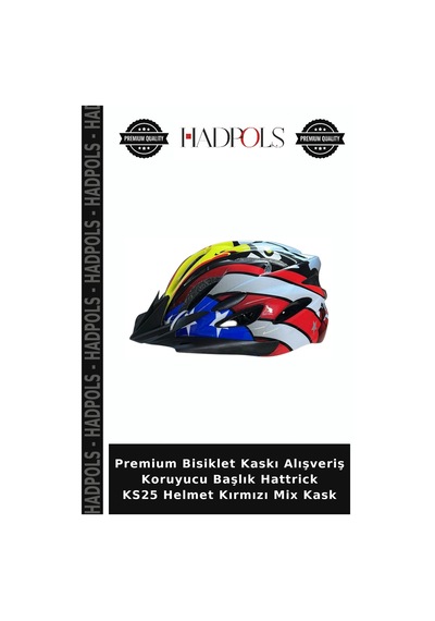 Premium Bisiklet Kaskı Alışveriş Koruyucu Başlık Hattrick Ks25 Helmet Kırmızı Mix Kask