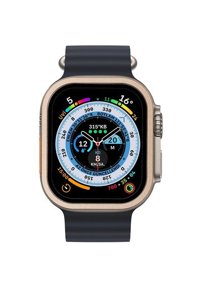 Newface Apple Uyumlu Watch Ultra 49mm Alüminyum Kasa Cam Ekran Koruyucu Semeglbl - 20 - Gold