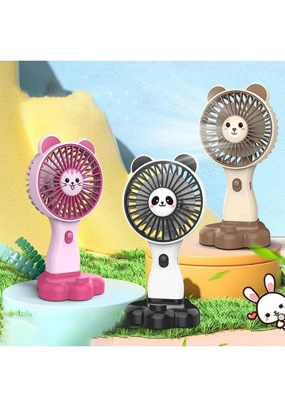 Mini El Fanı, Hayvan Figürlü Elde Taşınabilir Minik Vantilatör Klima, Telefon Stand Özellikli Süper Güçlü Klima Fan 3 Hız Modlu Kahverengi Diğer