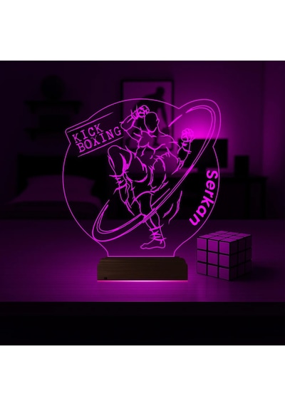 Luvivia Kick Box Boksör Hediye Kişiye Özel 3d Lamba - Masa Gece Lambası Şeffaf