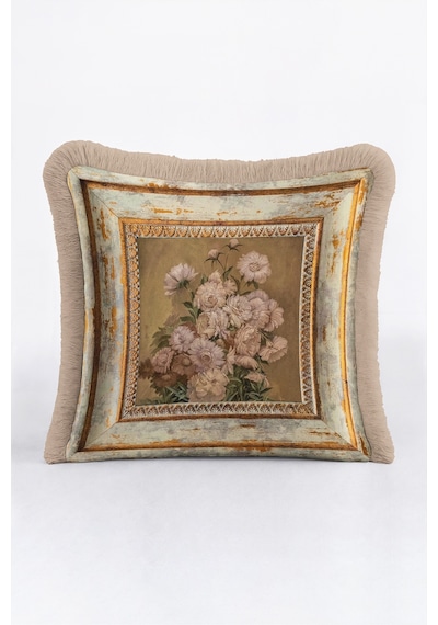 Vintage Çiçek Eskitme Çerçeveli Saçaklı Yastık Kılıfı - Avangart Floral Bej Püsküllü Kırlent Kılıfı Yalın Yörünge Opal Vintage Çiçek Eskitme Çerçeveli Saçaklı Yastık Kılıfı - Avangart Floral Bej Püsküllü Kırlent Kılıfı Yalın Yörünge Opal