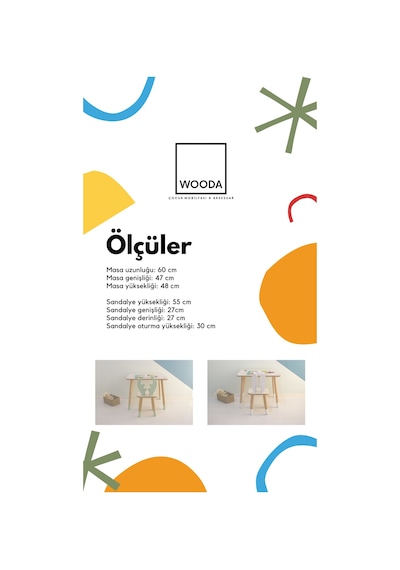 Wooda Montessori Çocuk Aktivite Yaz Sil Masa Sandalye Takımı